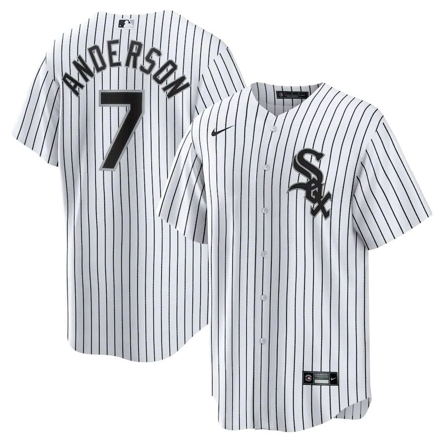 Men Chicago White Sox #7 Tim Anderson Nike White Black Home Replica Player MLB Jersey->chicago white sox->MLB Jersey